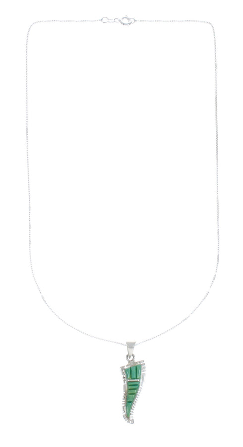 Southwest Turquoise Inlay Sterling Silver Box Chain Necklace Set JX129083